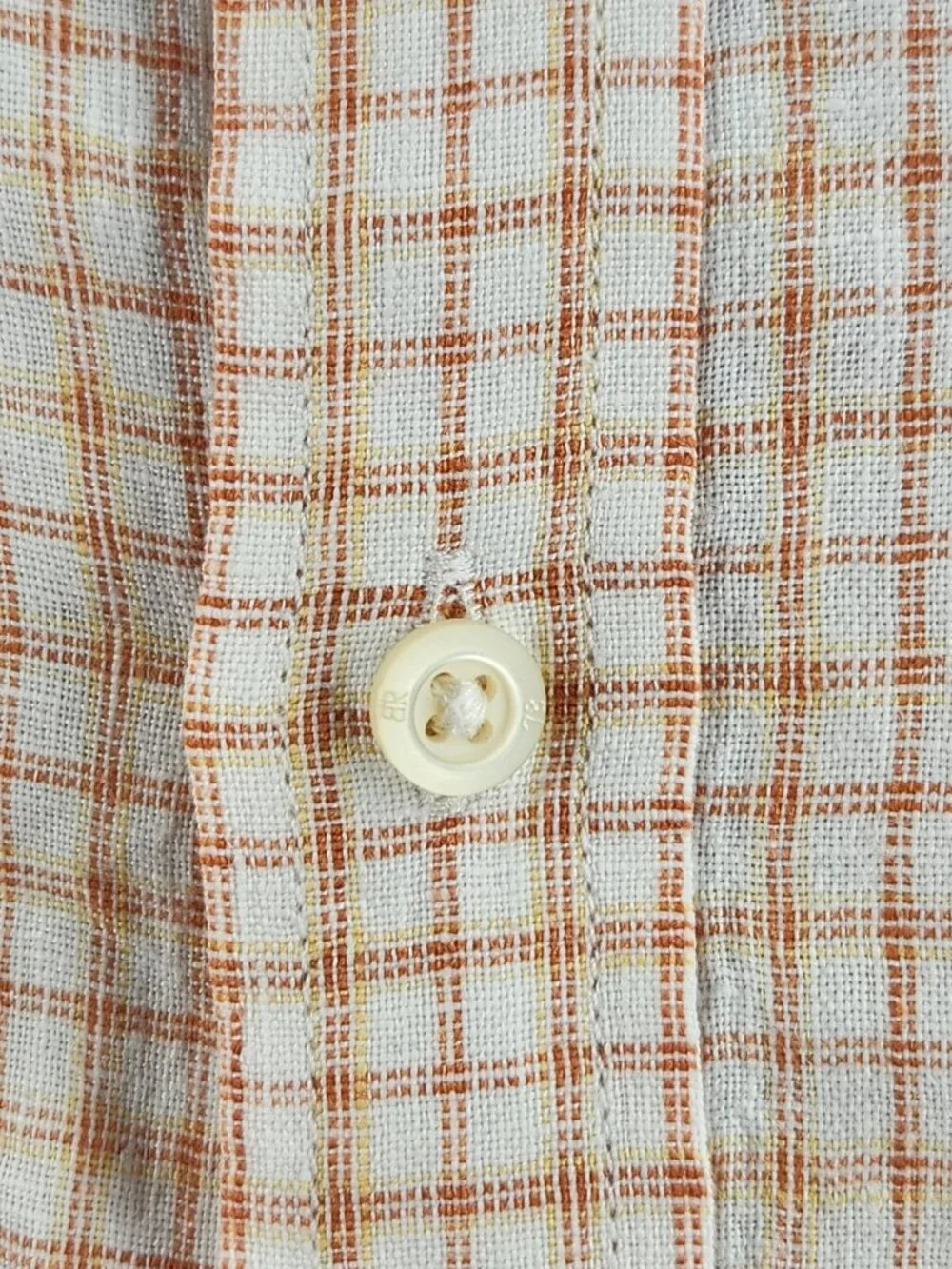 Banana Republic 17-17.5 XL Yellow Orange Plaid Long Sleeve Button Up Shirt Men